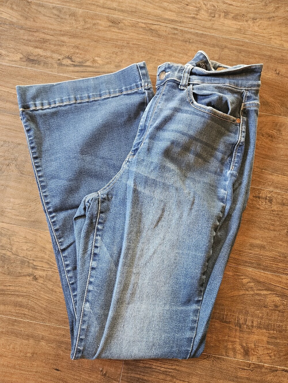 Womens Judy Blue Jeans Sz 14W Plus Stretch Senim Flare    #F